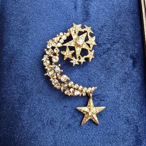 Oscar De La Renta Vintage Brooch Crescent Moon And Stars